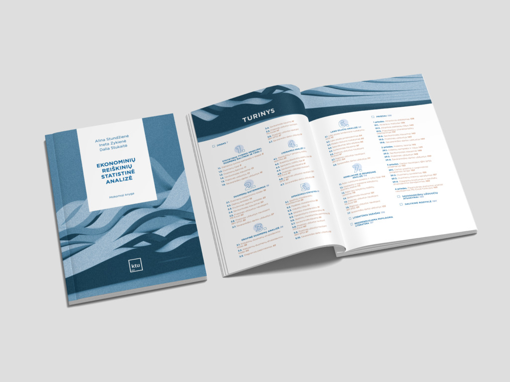 &bdquo;Mėlynai balta knyga &scaron;viesiai pilkame fone: kairėje matomas priekinis vir&scaron;elis, de&scaron;inėje &ndash; atversti knygos puslapiai.